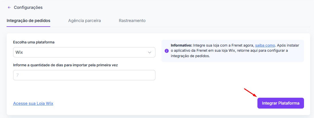 Saiba como integrar a Frenet com a plataforma Wix 6 passo 8