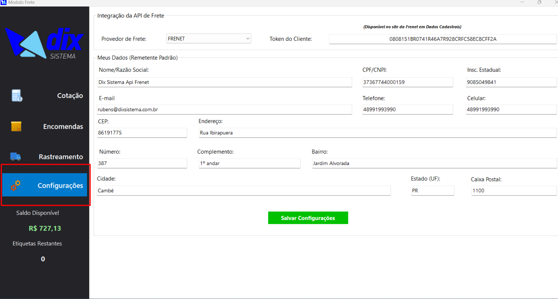 Saiba como integrar a Frenet com a plataforma DIX 2 passo2 1