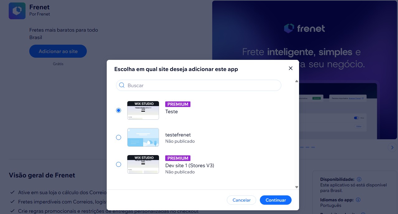 Saiba como integrar a Frenet com a plataforma Wix 2 passo2