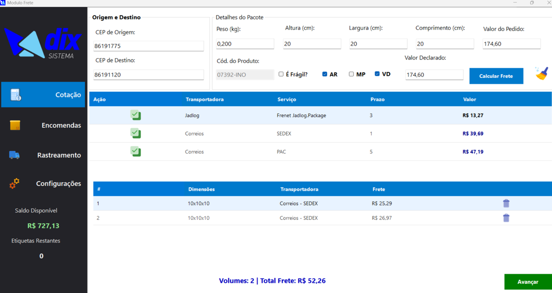 Saiba como integrar a Frenet com a plataforma DIX 3 passo3