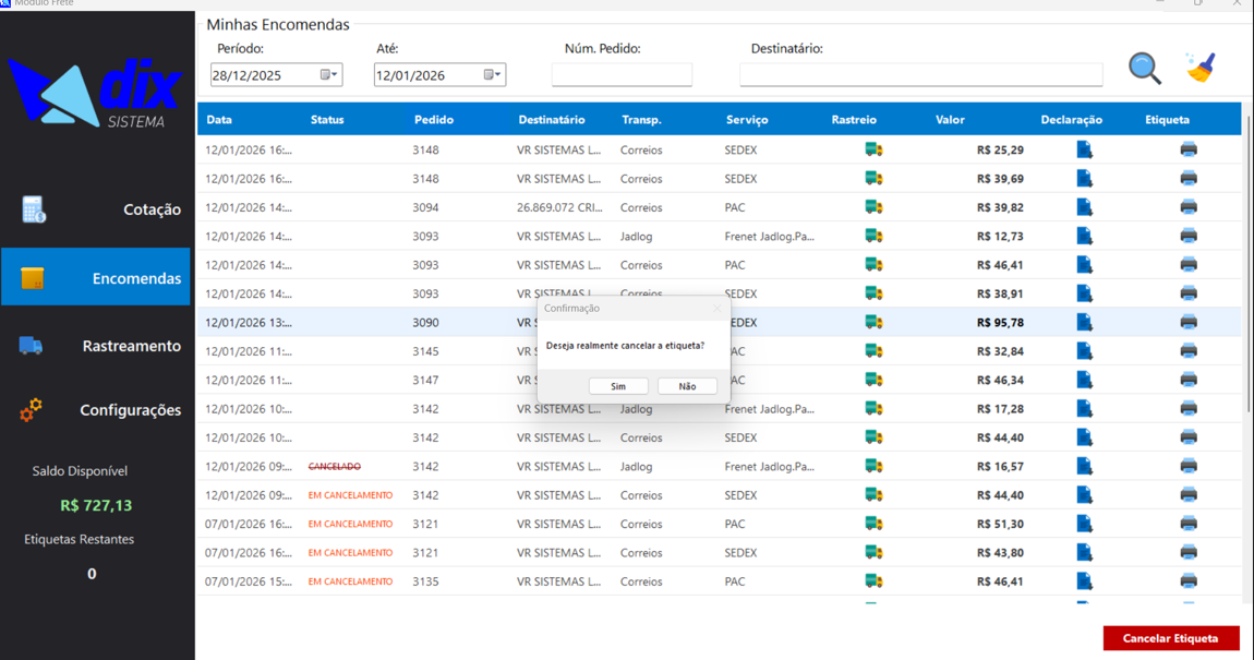 Saiba como integrar a Frenet com a plataforma DIX 4 passo4