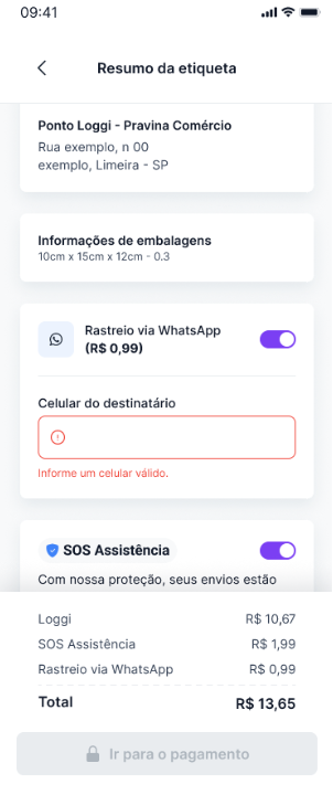 Saiba como ativar o Rastreio via WhatsApp no aplicativo da Frenet 2 celular invalido