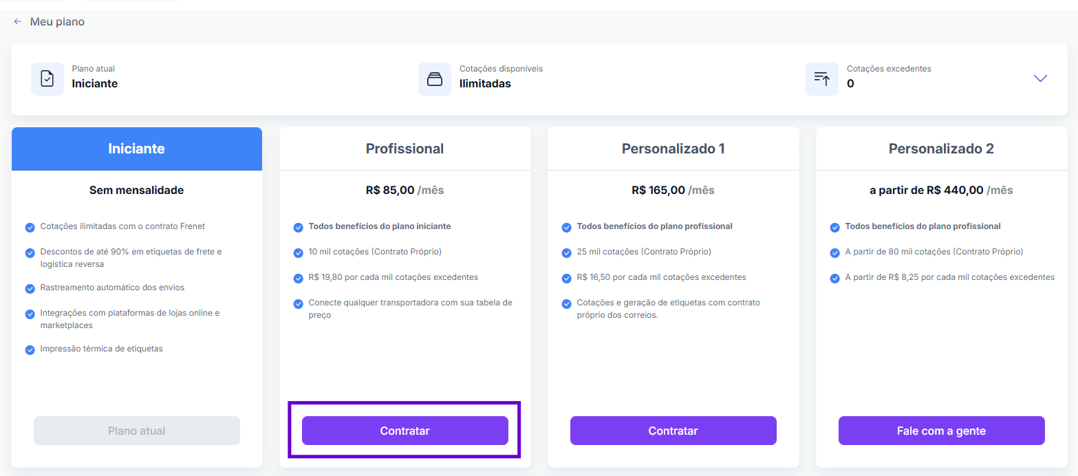 Saiba como ativar o pagamento recorrente do seu plano Frenet 2 contratar 1