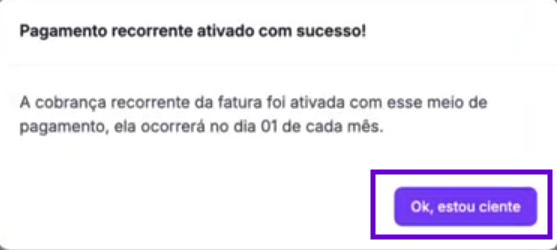 Saiba como ativar o pagamento recorrente do seu plano Frenet 5 ok estou ciente 1