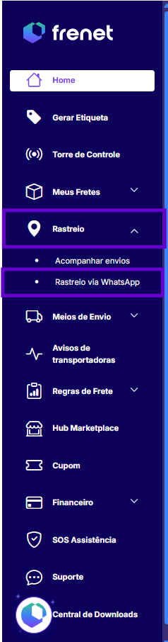 Saiba como configurar as notificações de rastreio por WhatsApp para os envios com contrato Frenet 1 rastreio e rastreio via whatsapp